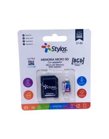 Memoria micro sd 8gb stylos...